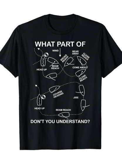 Men's Graphic T-Shirt What Part Of Diagrammed Sailboat Maneuvers With Nautical Terms And Compass Points Sailboat