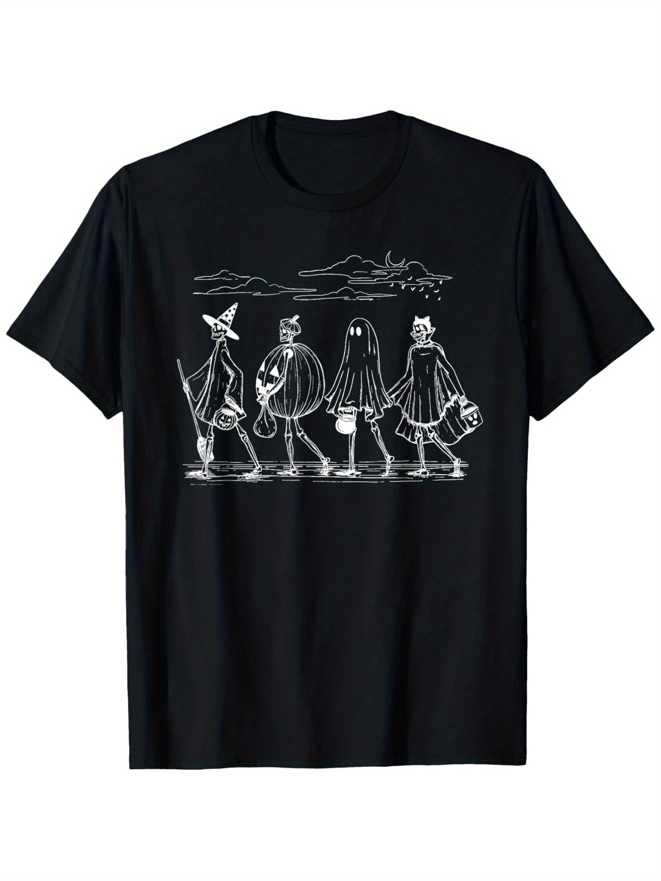 Men's Graphic T-Shirt Halloween Costumes With Autumn Scenery Crossing The Road