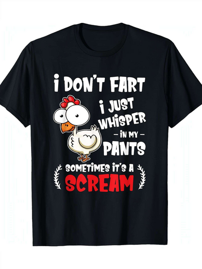 Men's Graphic T-Shirt I Dont Fart Funny Chicken Cartoon With Bold Whimsical Humor On Black T Shirt