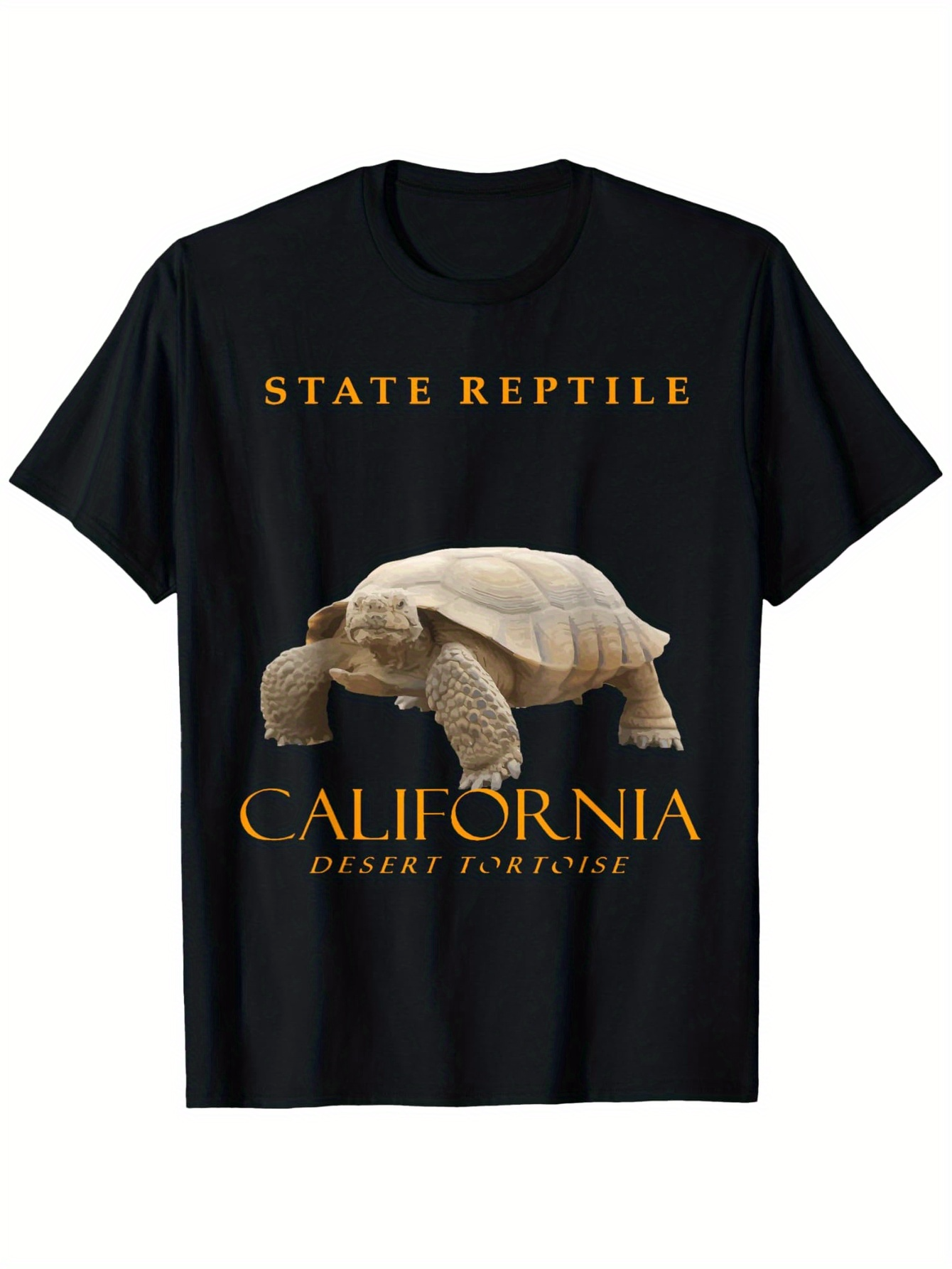 Men's Graphic T-Shirt State Reptile California Desert Tortoise Under Golden Text Tortoise