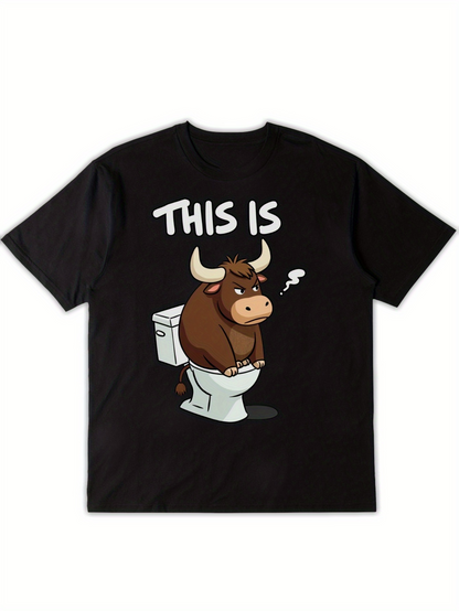 Men's Graphic T-Shirt This Is Grumpy Brown Bull Sitting On Toilet