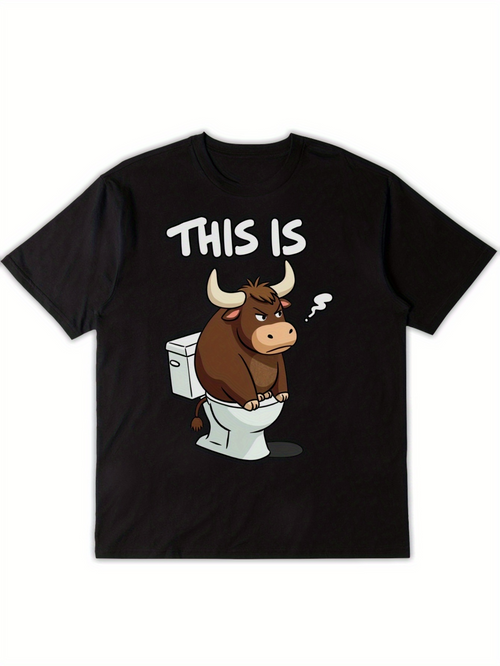 Men's Graphic T-Shirt This Is Grumpy Brown Bull Sitting On Toilet
