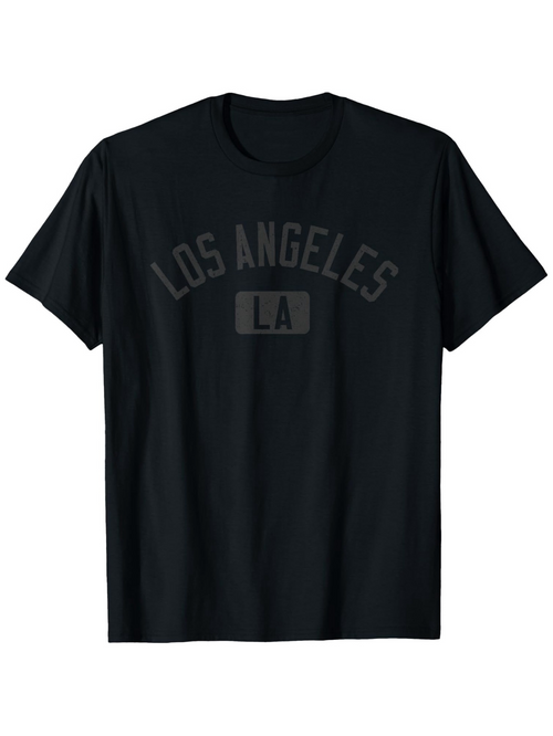 Men's Graphic T-Shirt Los Angeles LA Text With Minimalist Bold Typeface Black Tshirt