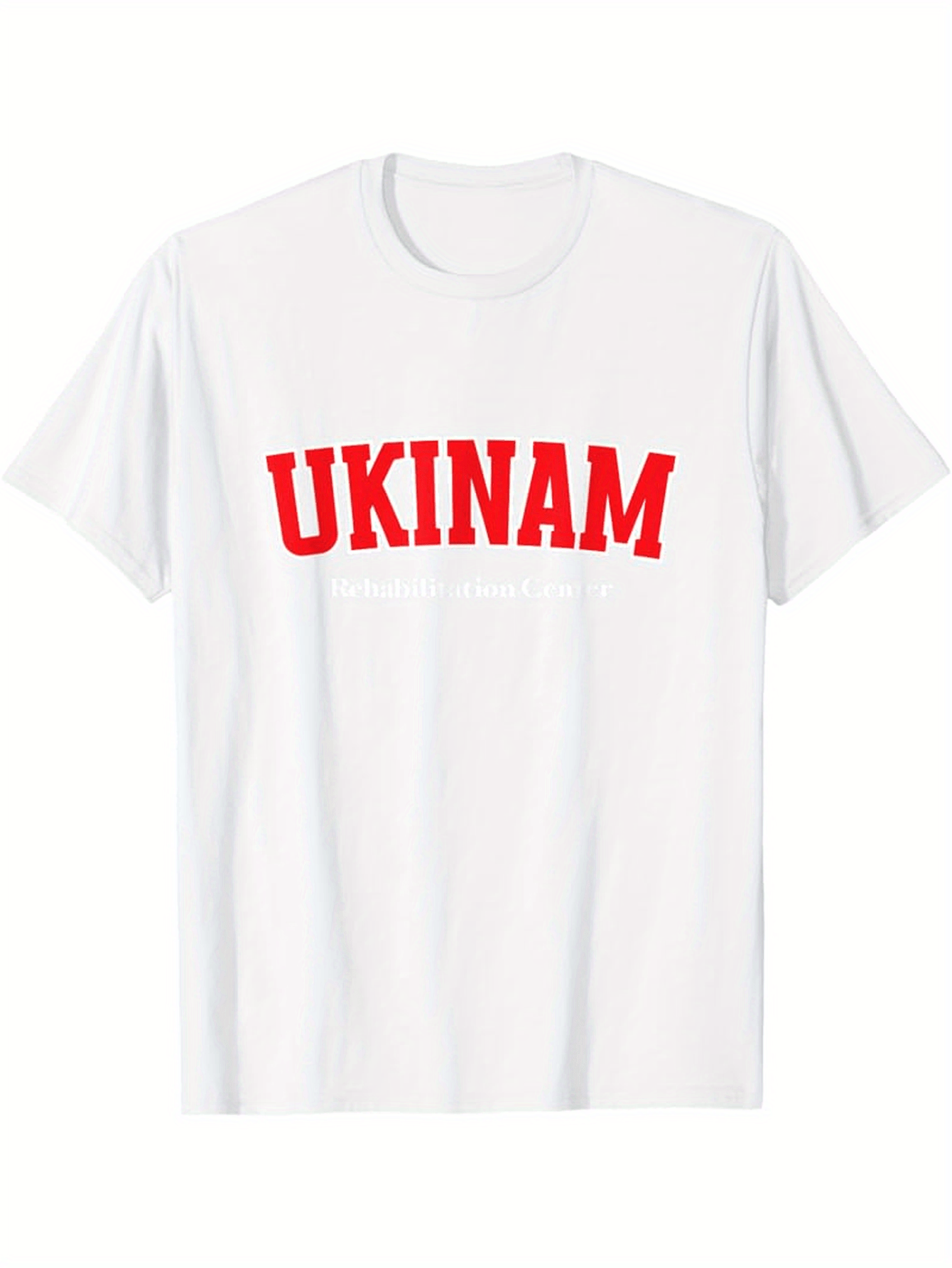 Men's Graphic T-Shirt Ukinam Bold Red Letters On Clean White Cotton Tee Shirt
