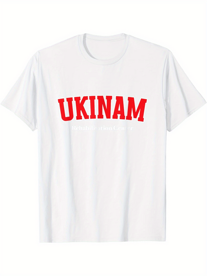 Men's Graphic T-Shirt Ukinam Bold Red Letters On Clean White Cotton Tee Shirt