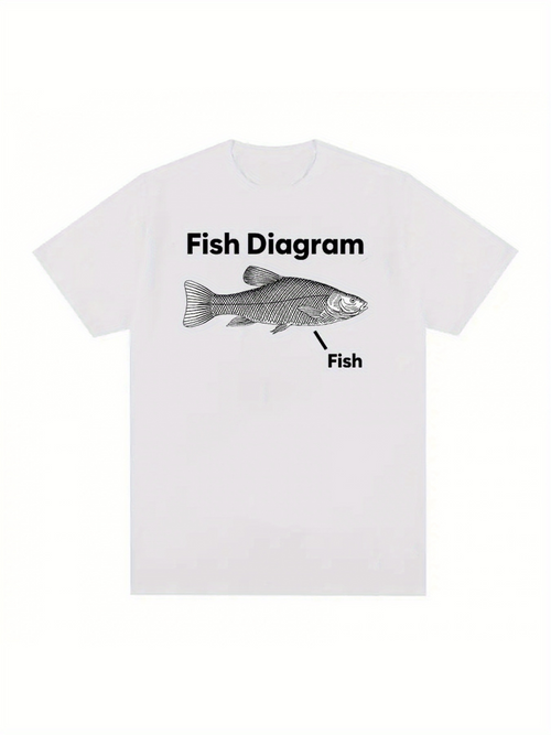 Men's Graphic T-Shirt Fish Diagram Monochrome Illustration Labeled With Scientific Arrow Fish
