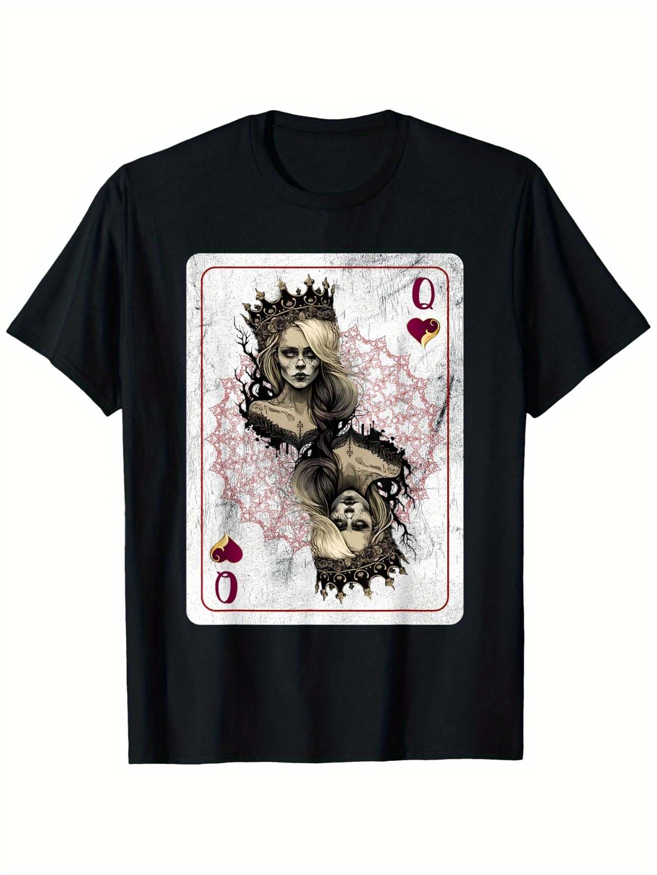 Men's Graphic T-Shirt Dark Artistic Illustration Playing Card Queen