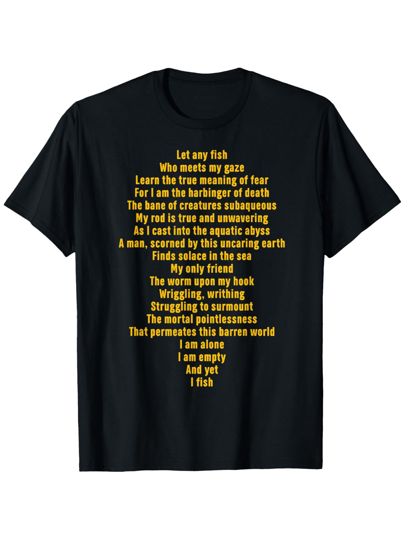 Men's Graphic T-Shirt Poetic Yellow Text Centered On Classic Black T Shirt