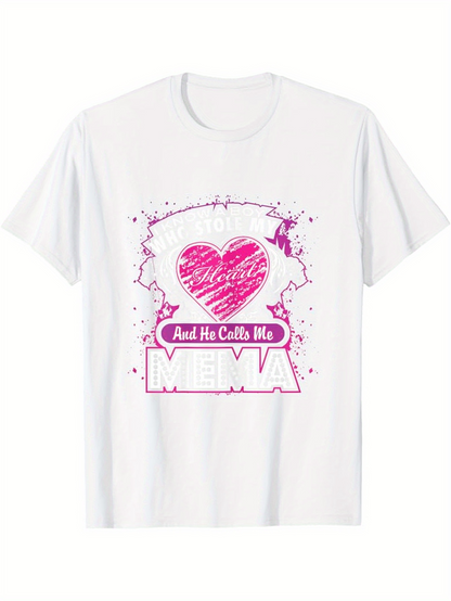 Men's Graphic T-Shirt And He Calls Me Mema Paint Splatter Heart Graphic Shirt