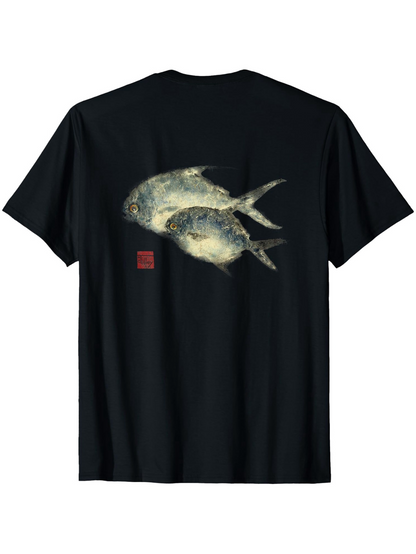 Men's Graphic T-Shirt Traditional Ink Wash Style Double Fish Swimming Underwater Fish