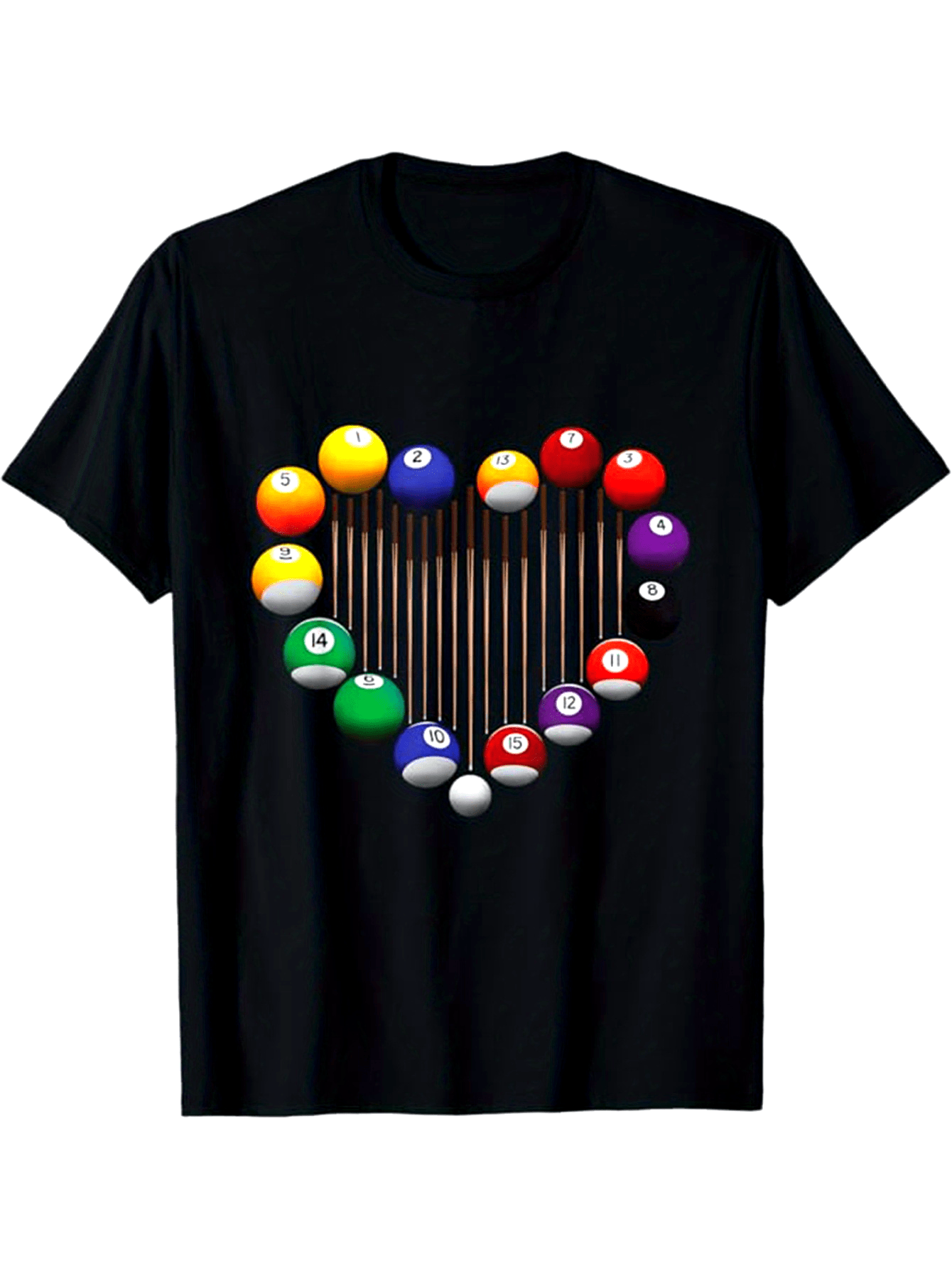 Men's Graphic T-Shirt Colorful Pool Balls Arranged In A Heart Shaped Cluster