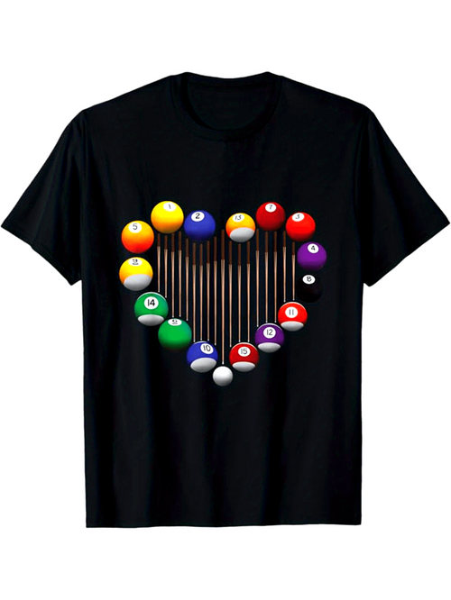 Men's Graphic T-Shirt Colorful Pool Balls Arranged In A Heart Shaped Cluster