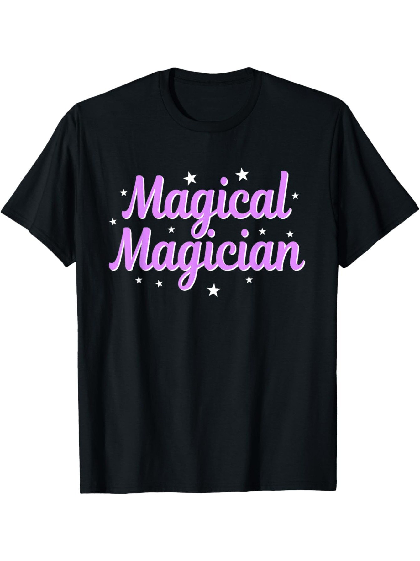 Men's Graphic T-Shirt Magical Magician With Decorative Stars And Purple Stylized Text T Shirt