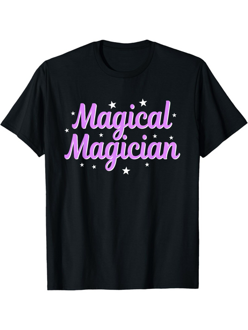 Men's Graphic T-Shirt Magical Magician With Decorative Stars And Purple Stylized Text T Shirt