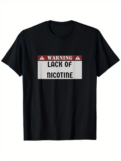 Men's Graphic T-Shirt Warning Red Panel With Bold Black Text And Rectangular Sign T Shirt