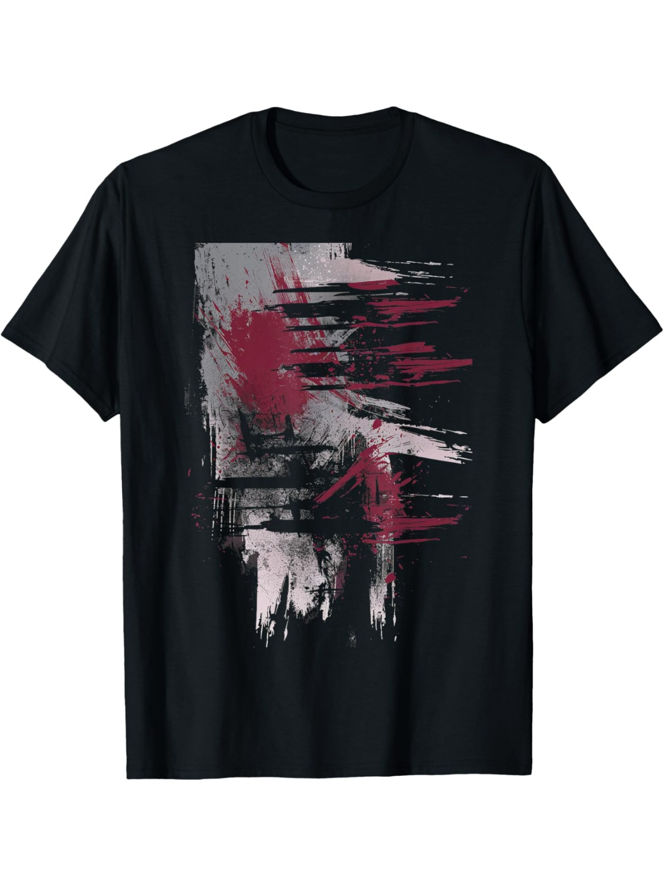 Men's Graphic T-Shirt Abstract Red And Grey Brush Strokes Over Dark Textured Background T Shirt
