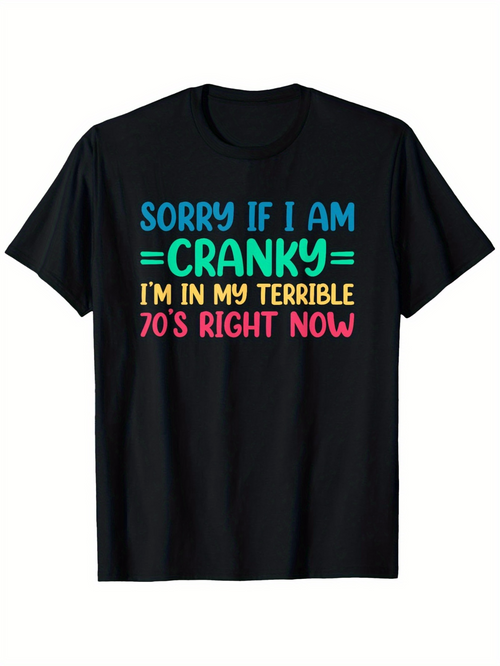 Men's Graphic T-Shirt Sorry If I Am Cranky Colorful Block Letters Graphic Statement T Shirt