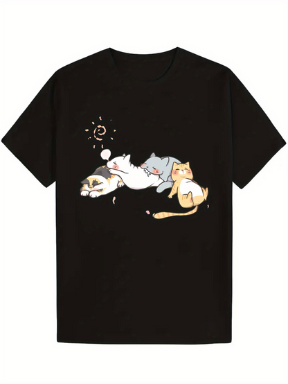 Men's Graphic T-Shirt Lazy Afternoon Peaceful Sunlight Among Resting Cozy Cats