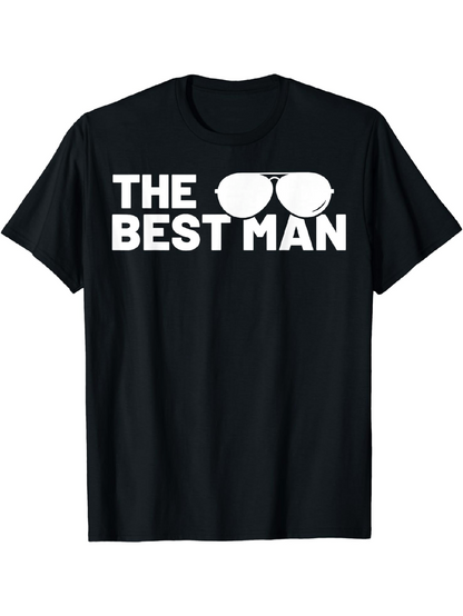 Men's Graphic T-Shirt The Best Man Bold White Letters With Sunglasses Graphic T Shirt