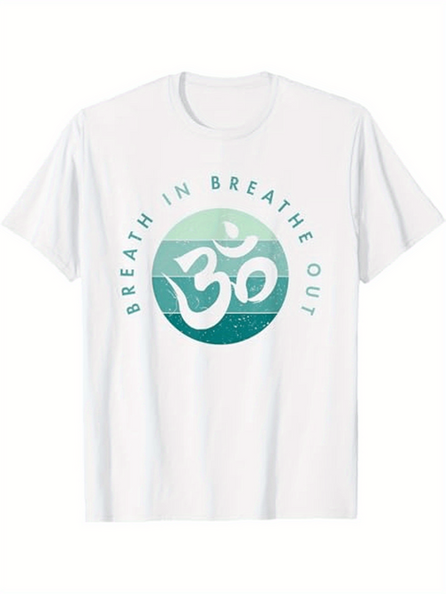 Men's Graphic T-Shirt Breathe In Breathe Out Serene Blue Green Mandala Om Symbol