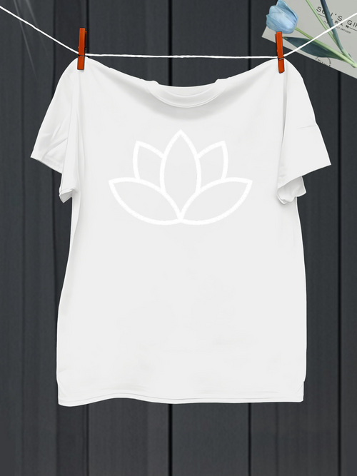 Men's Graphic T-Shirt Minimalist White Petals Blooming Gently On Elegant Lotus Flower