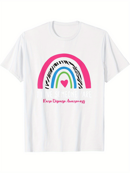 Men's Graphic T-Shirt Keep Dreaming Among Colorful Stripes With A Pink Rainbow