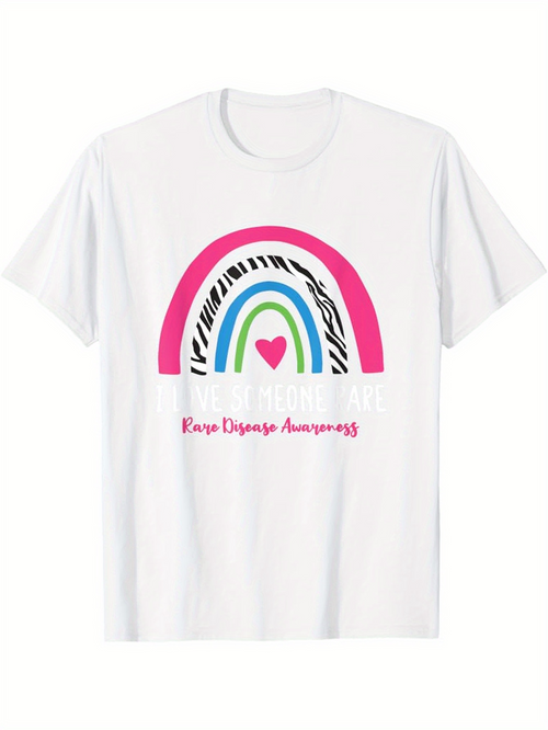 Men's Graphic T-Shirt Keep Dreaming Among Colorful Stripes With A Pink Rainbow