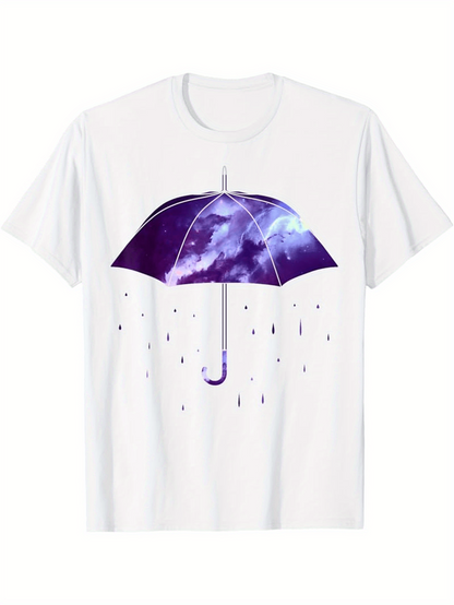 Men's Graphic T-Shirt Dreamy Storm Clouds Within A Purple Rain Umbrella