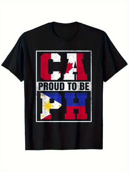 Men's Graphic T-Shirt Proud To Be Surrounded By Red White Blue Lettering Flags