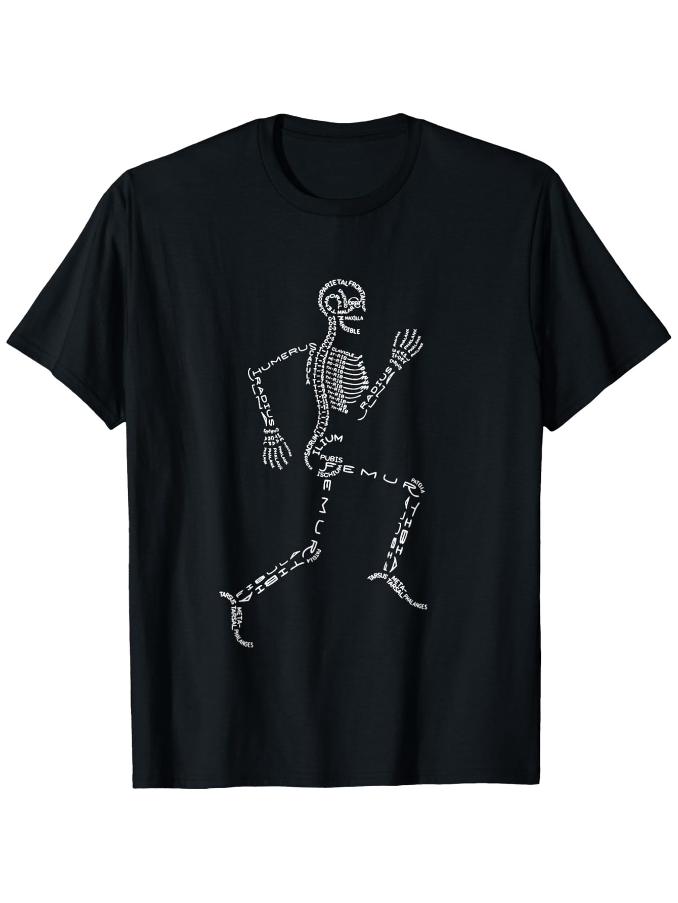 Men's Graphic T-Shirt Skeleton Bones In Motion On A Running Dark Shirt