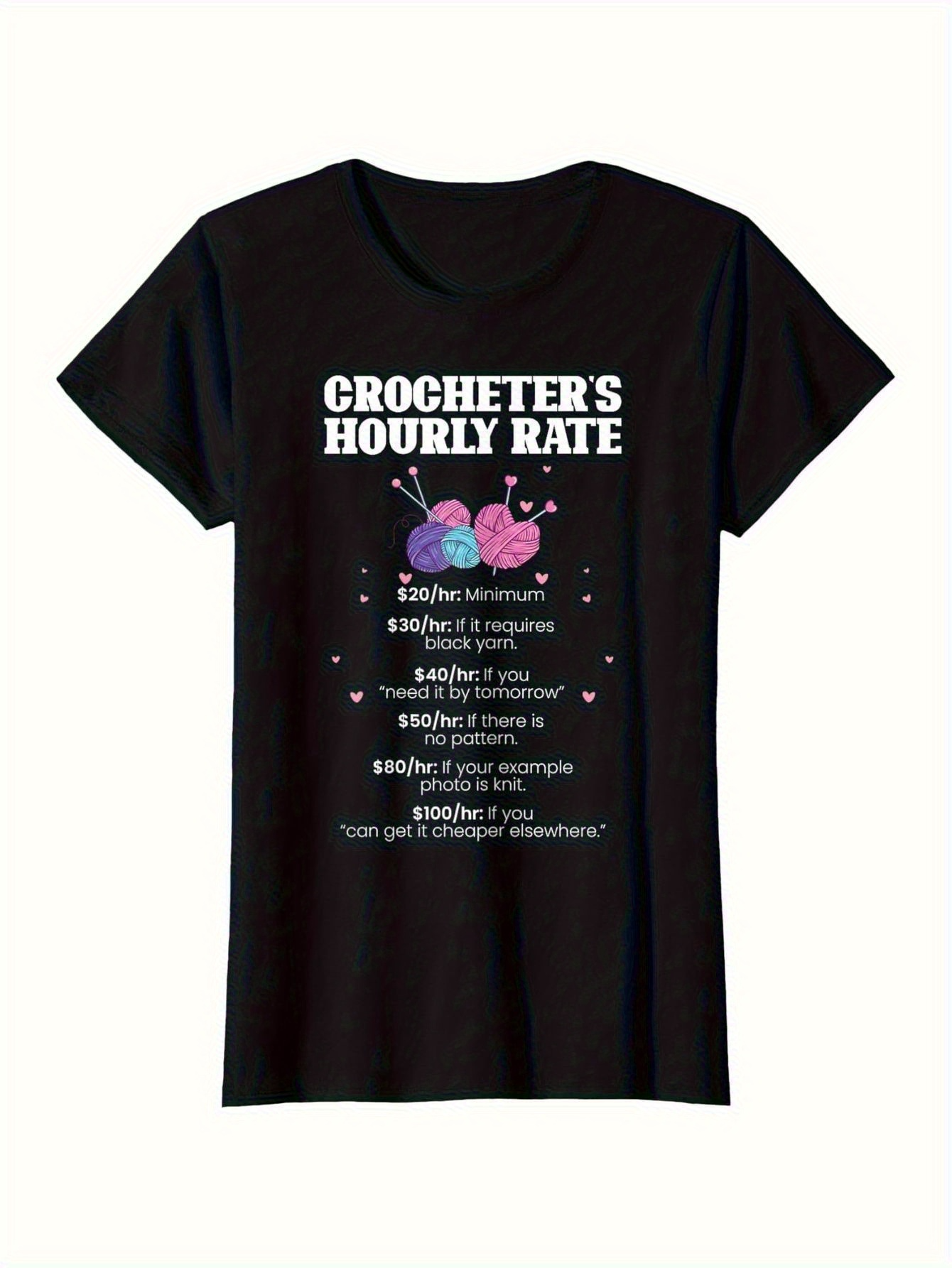 Men's Graphic T-Shirt Crocheters Hourly Rate Pink Yarn Balls With Whimsical Playful Stars Design