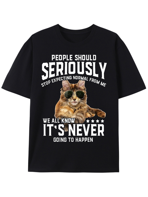 Men's Graphic T-Shirt People Should Seriously Sunglasses Cat With Playful Attitude Sitting Relaxed T Shirt