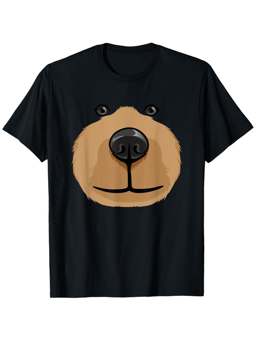 Men's Graphic T-Shirt Cute Minimalist Illustration Of Brown Animal Face Bear