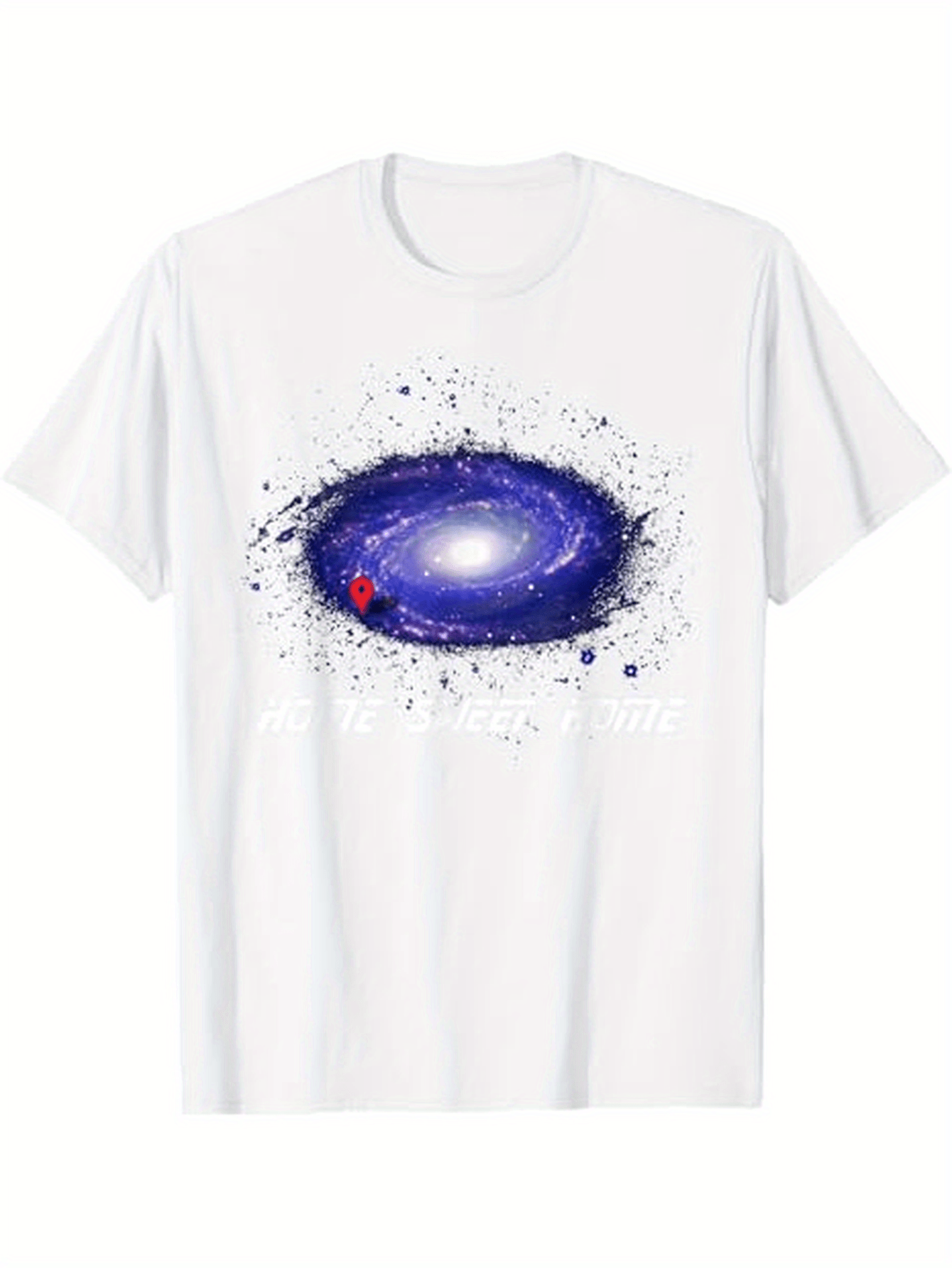 Men's Graphic T-Shirt Abstract Watercolor Splatter With Blue Galaxy Swirling Depths Of Space