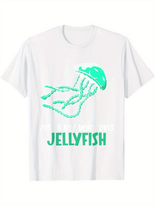 Men's Graphic T-Shirt Jellyfish Floating Gracefully With Blue Green Rippling Water Jellyfish