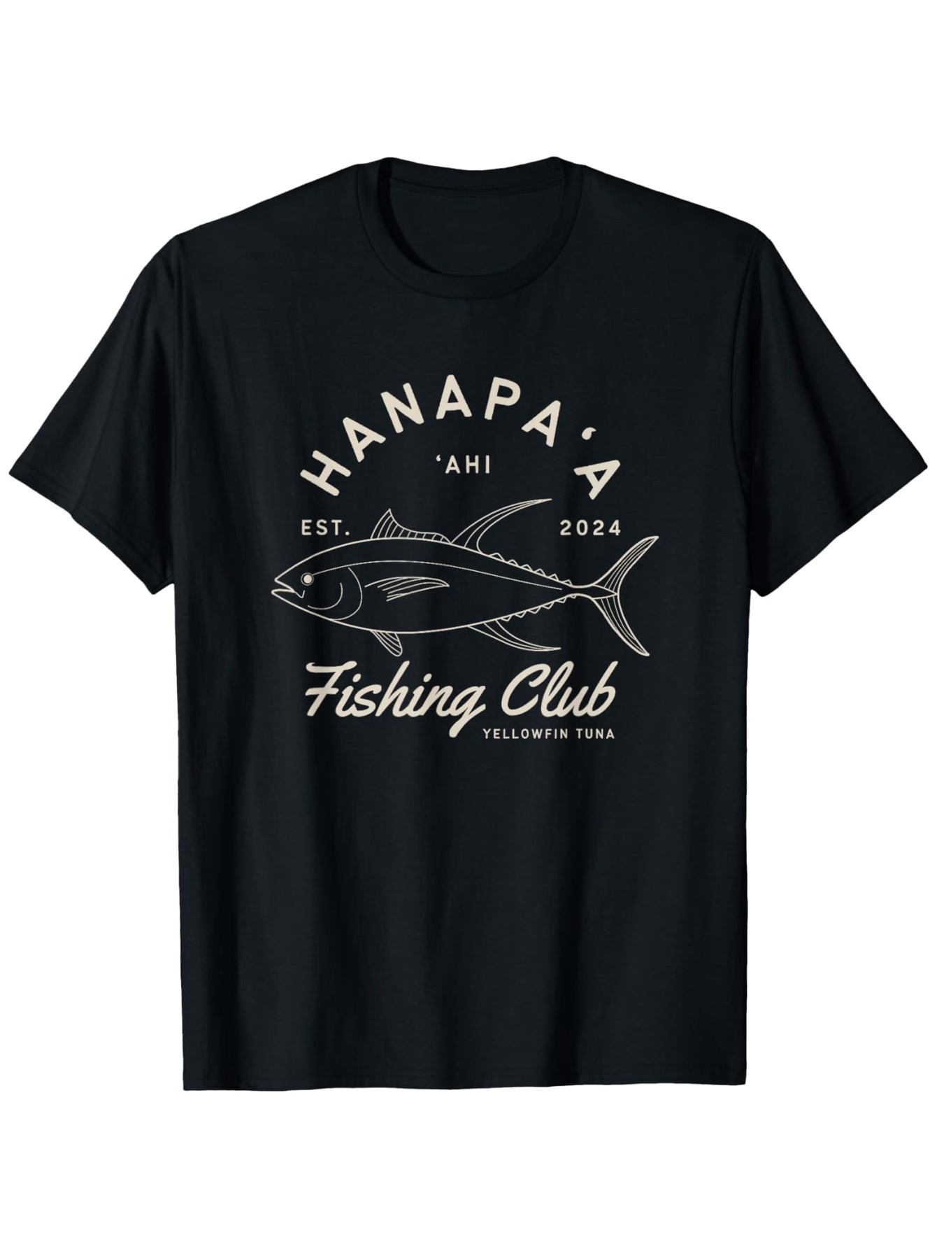 Men's Graphic T-Shirt Hanapa Fishing Club Vintage Illustration With Simple Line Drawing Fish