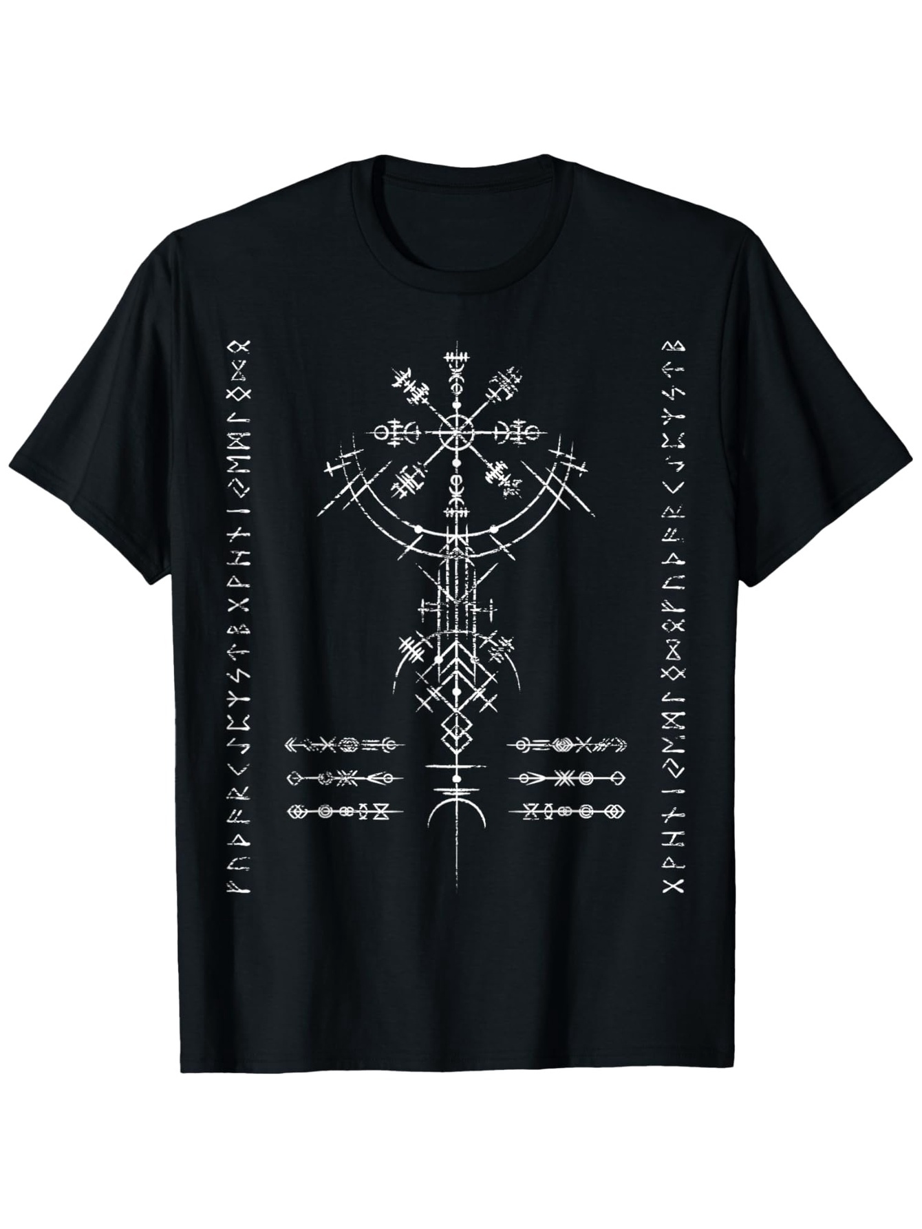 Men's Graphic T-Shirt Mystical Symbols And Ancient Glyphs Among Sacred Ornamental Cross
