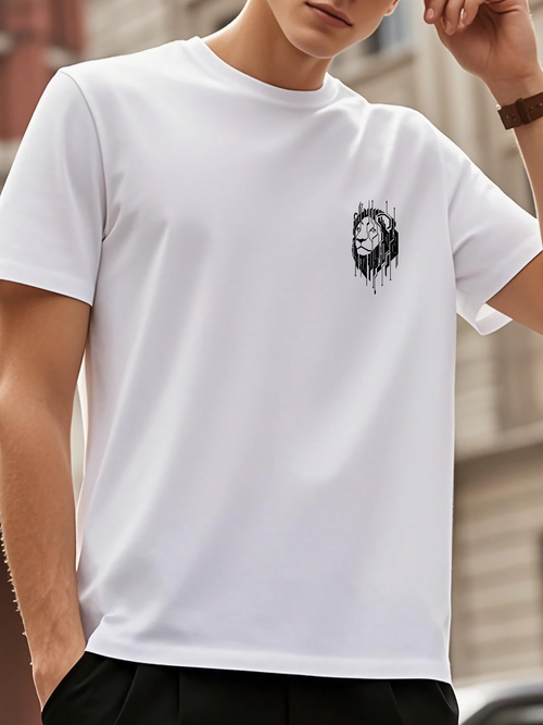 Men's Graphic T-Shirt Urban Artistic Ink Splash Around A Stylized Human Face