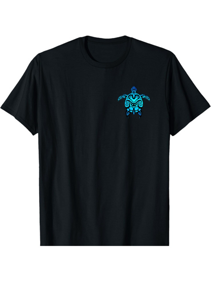 Men's Graphic T-Shirt Blue Ethnic Pattern With Tribal Lines And Mandala Motifs Turtle
