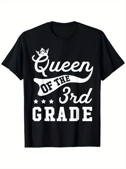 Men's Graphic T-Shirt Queen Of The 3rd Grade With Stylized Crown Accents And Decorative Lettering Shirt