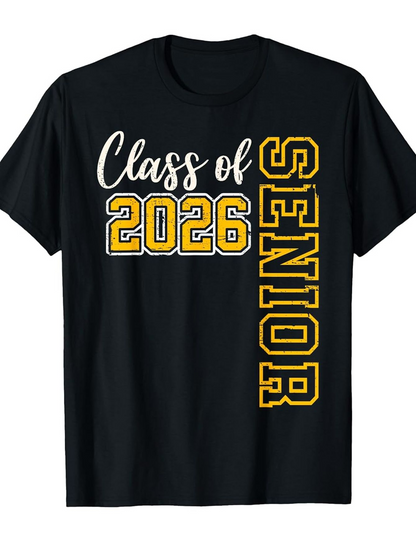 Men's Graphic T-Shirt Class Of 2026 Bold Gold Letters With Senior Typography
