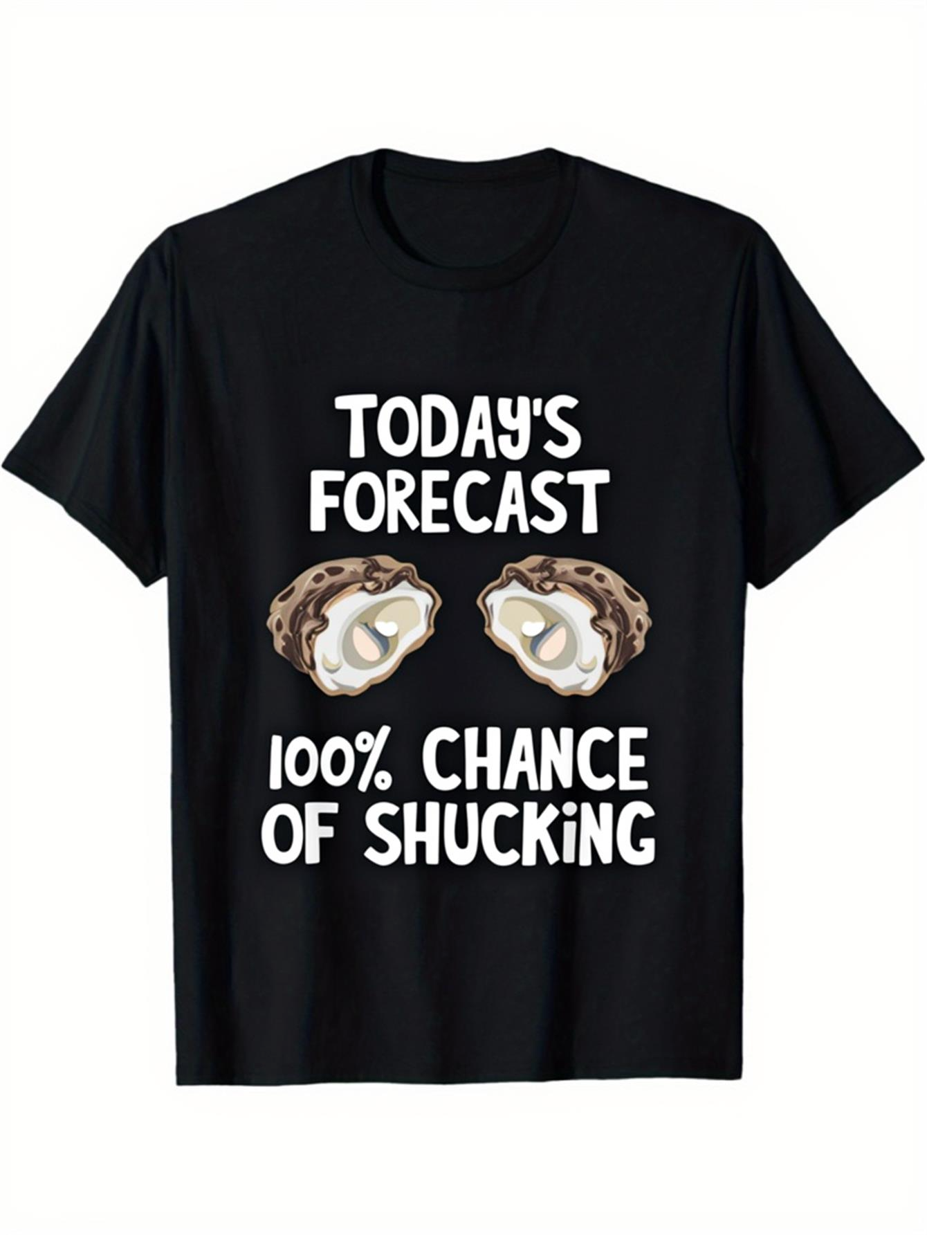 Men's Graphic T-Shirt Todays Forecast With Open Oysters And Pearl Shells T Shirt