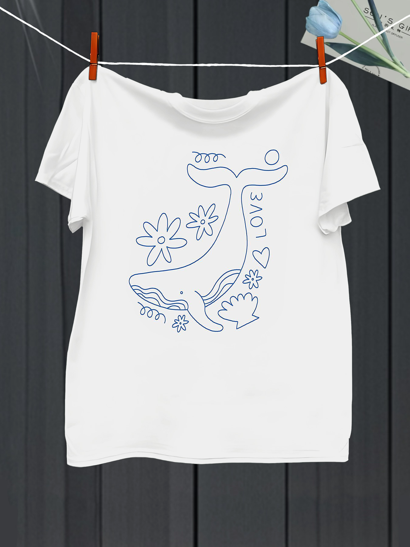 Men's Graphic T-Shirt Love Surrounded By Abstract Flowers With Underwater Whale