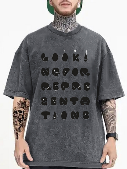 Men's Graphic T-Shirt Lookin For Representations Shadowy Soft Letters Abstract Typography