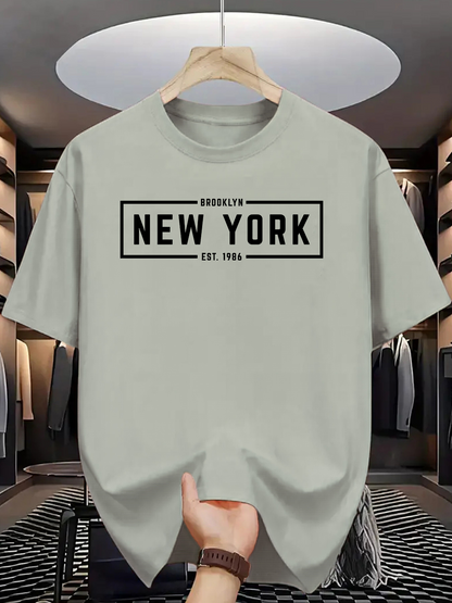 Men's Graphic T-Shirt Brooklyn New York City Street Style Block Letters T Shirt