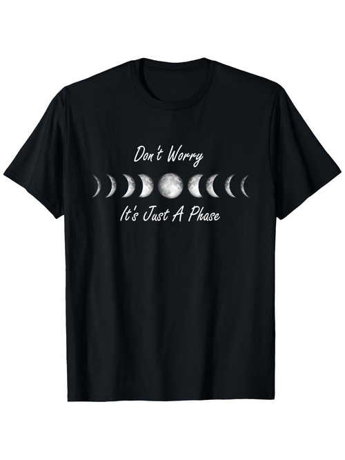 Men's Graphic T-Shirt Dont Worry Its Just A Phase Glowing Crescent Moons Under Night Sky Lunar Phases T Shirt