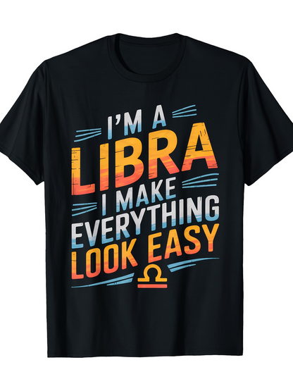Men's Graphic T-Shirt Im A Libra Colorful Graphic Words With Zodiac Symbol Under Bold Lettering