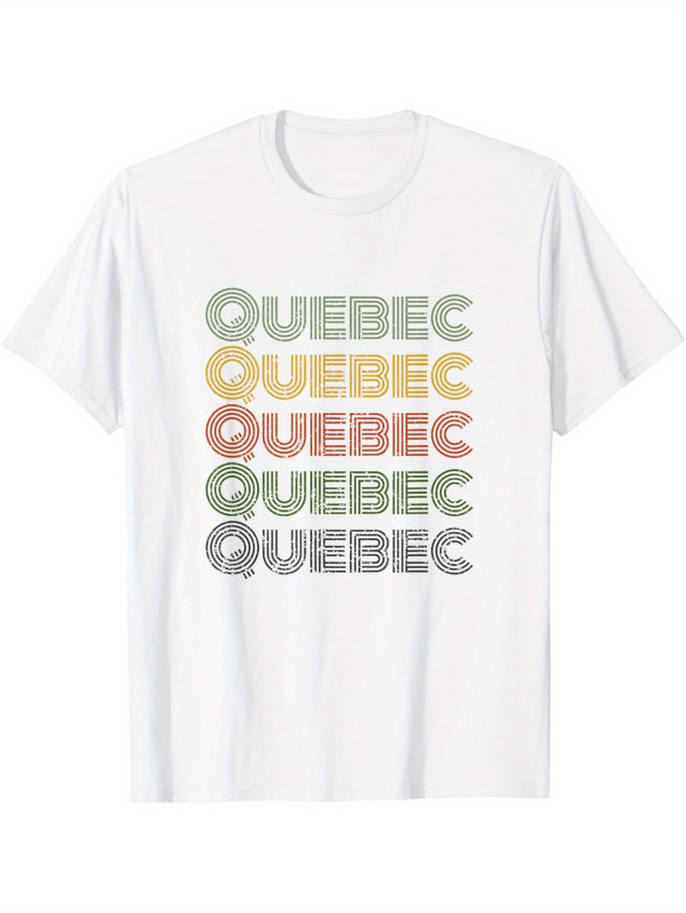 Men's Graphic T-Shirt Quebec Repeated Text In Retro Color Style Typography Quebec