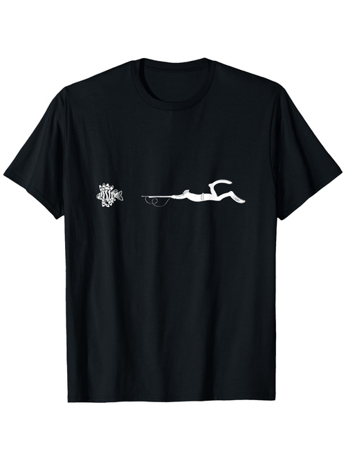 Men's Graphic T-Shirt Minimalist White Line Drawing With Abstract Swimmer Figure Motion Water Ripples