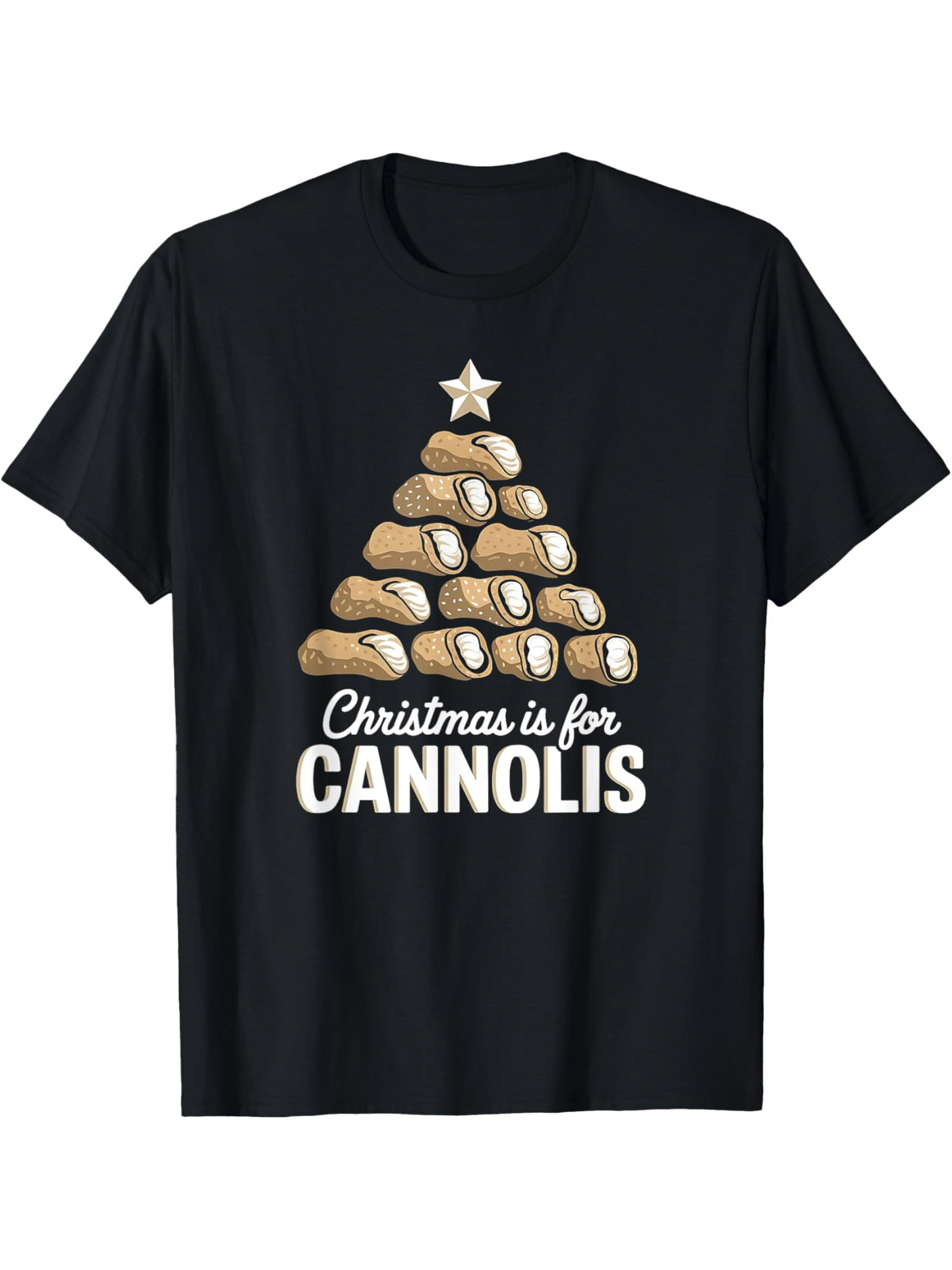 Men's Graphic T-Shirt Christmas Is For Cannolis With Piled Pastries Arranged Like A Festive Tree Cannoli